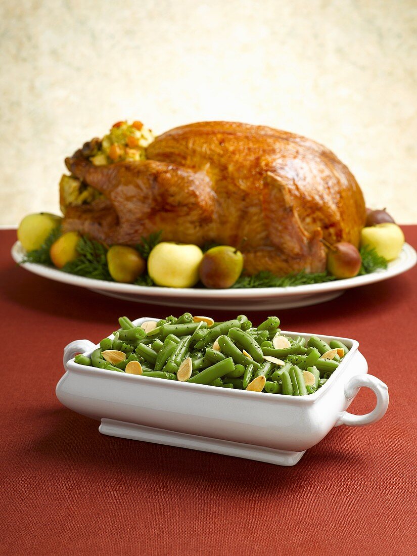 Green Beans with Slivered Almonds; Roast Turkey