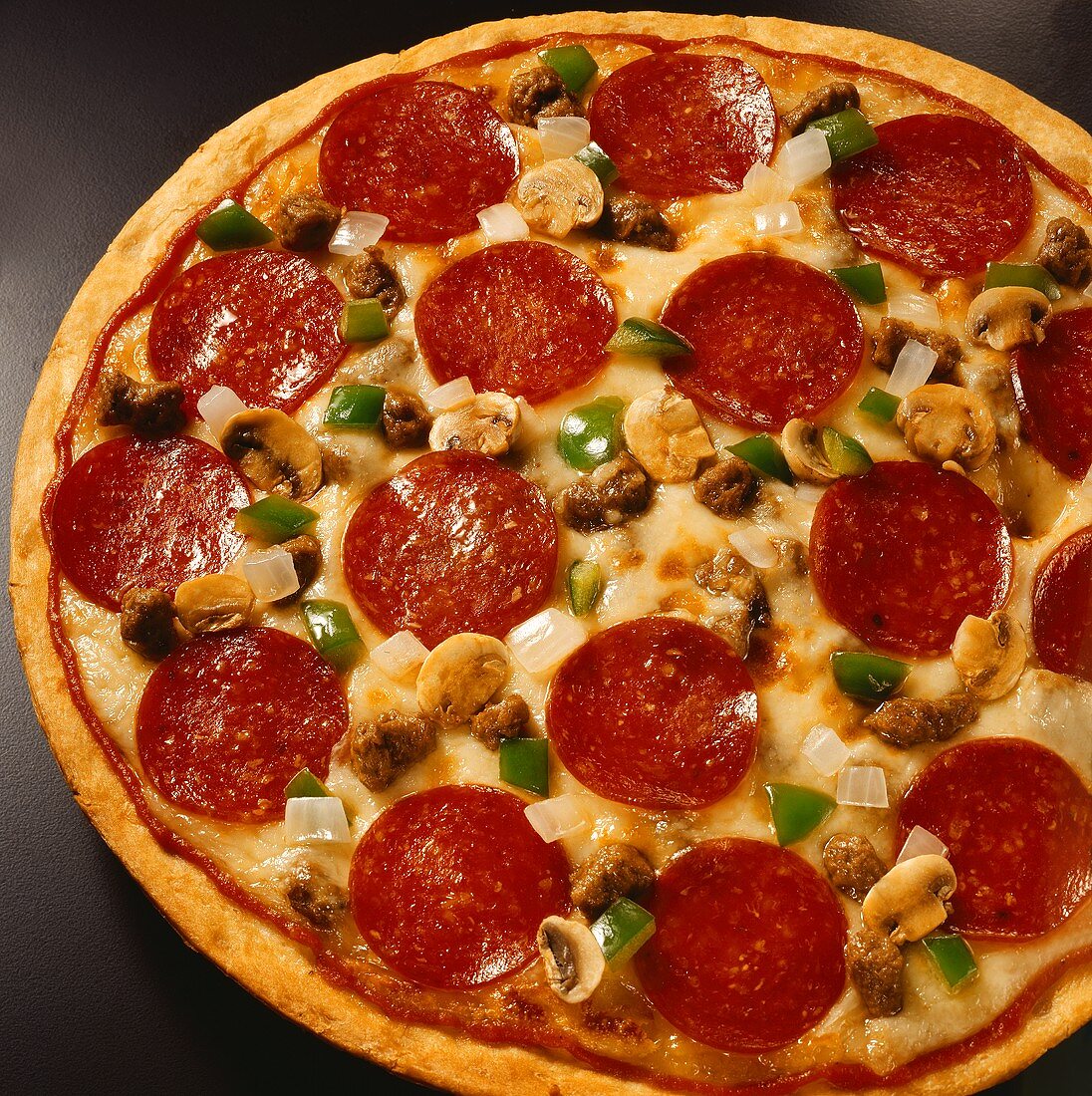 Pizza with Pepperoni, Sausage and Vegetables
