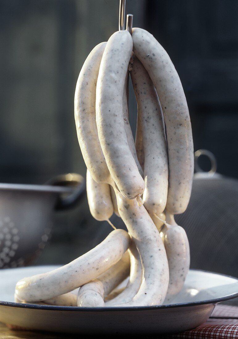 Many Pork Sausages on a Hook