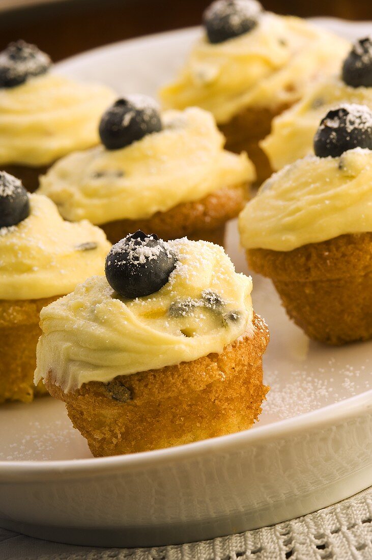 Passionfruit cupcakes with blueberries
