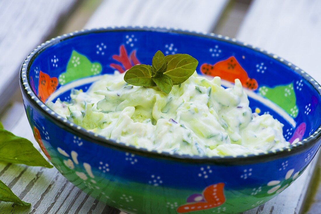 Cucumber salad with a sour cream dressing