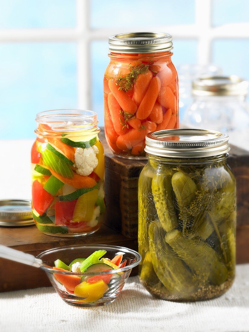 Various types of preserved vegetables