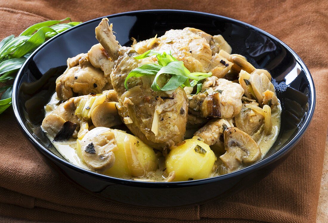 Chicken stew with mushrooms and tarragon