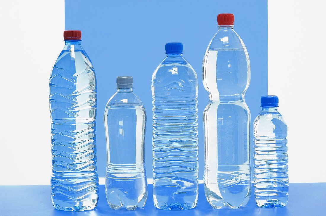 Various bottles of mineral water