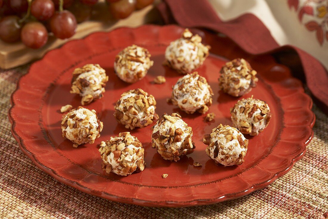 Plate of Cheese Balls with Nuts