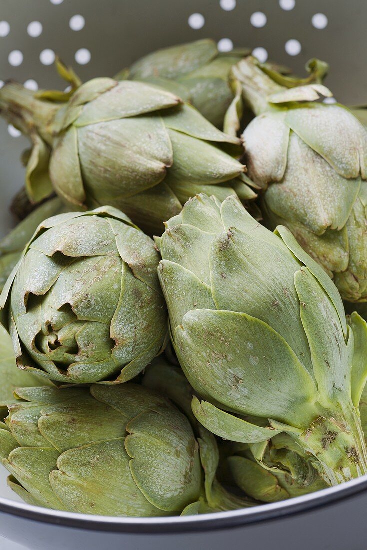 Baby Artichokes in a Colander