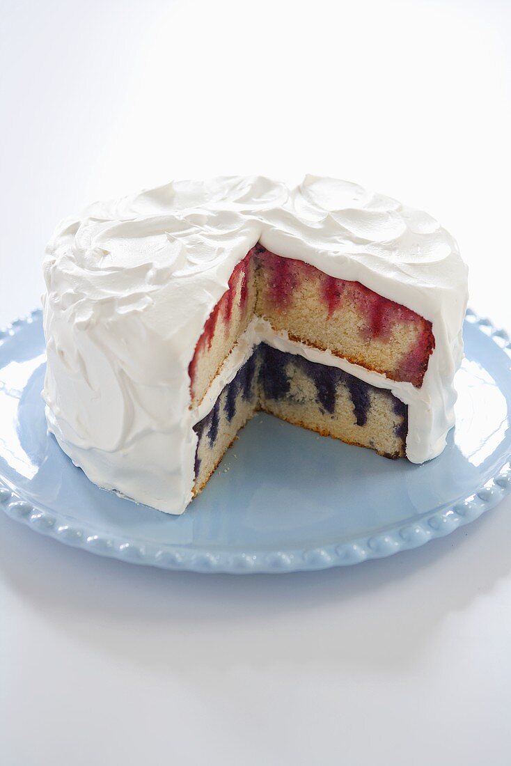 Poke Cake (Rührkuchen rot-weiss-blau, USA)