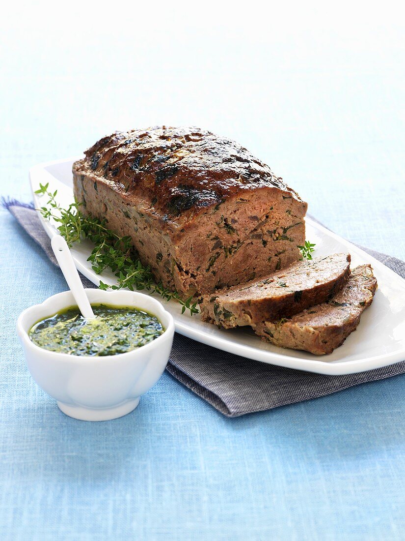 Meatloaf with herb sauce
