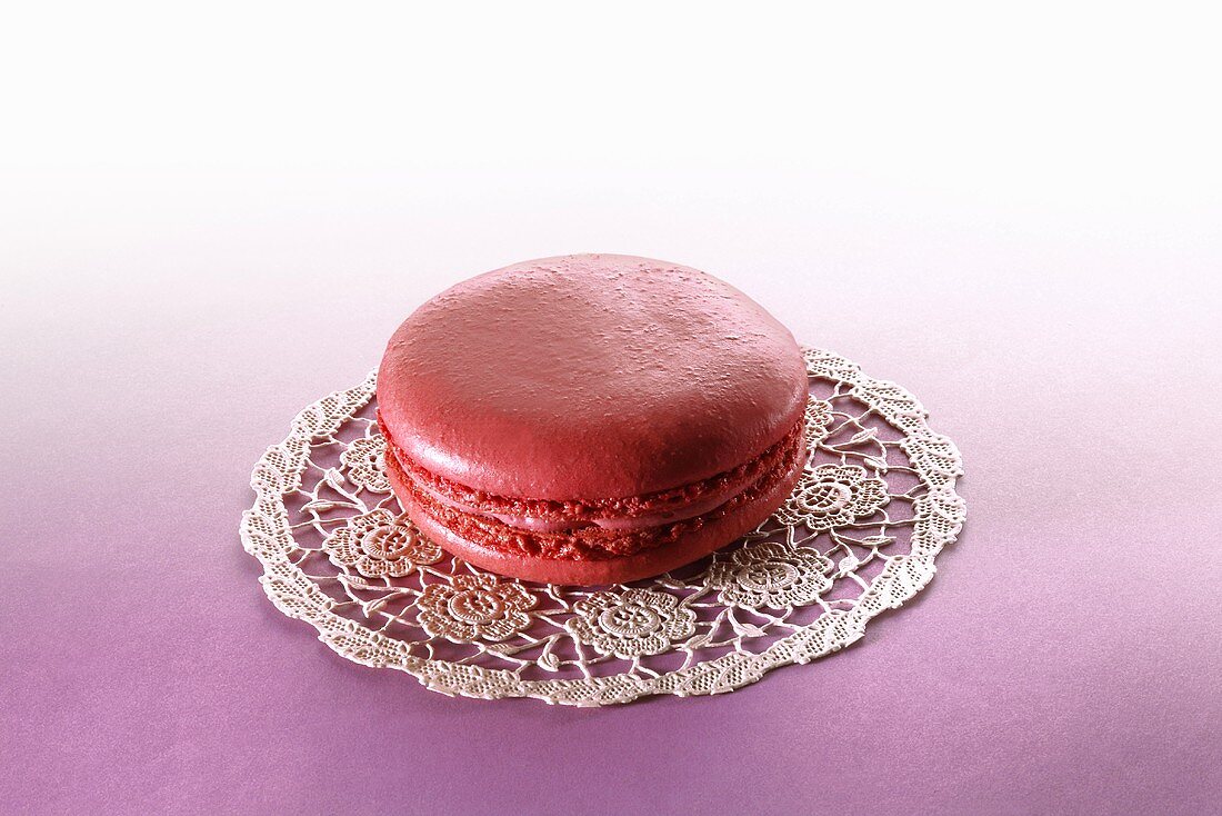 Rose macaroon on a doily