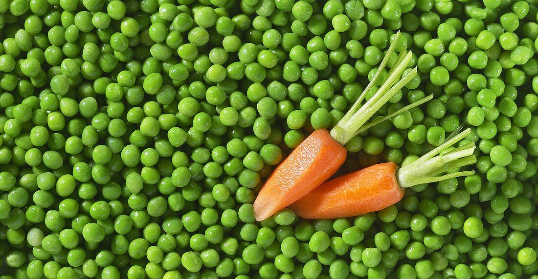 Frozen peas and fresh carrots