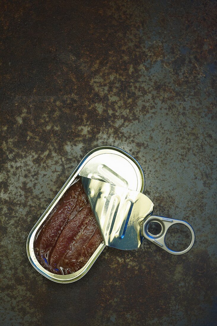 Partially Opened Anchovy Tin