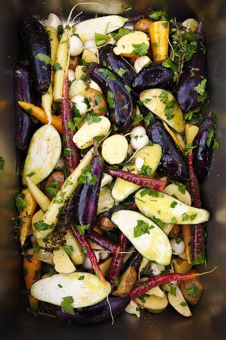 Seasoned Mixed Vegetables Ready to be Fire Roasted