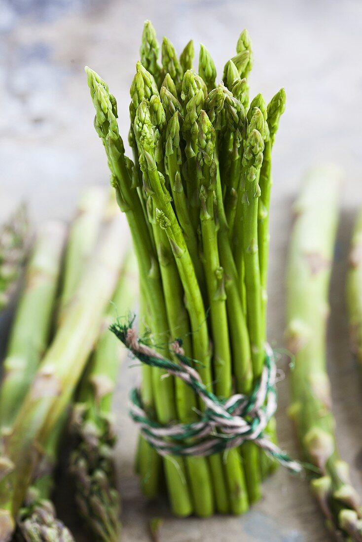 A bundle of green asparagus