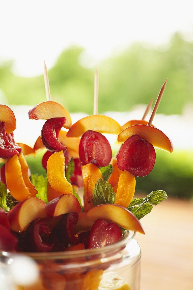 Stone Fruit Skewers Ready for the Grill