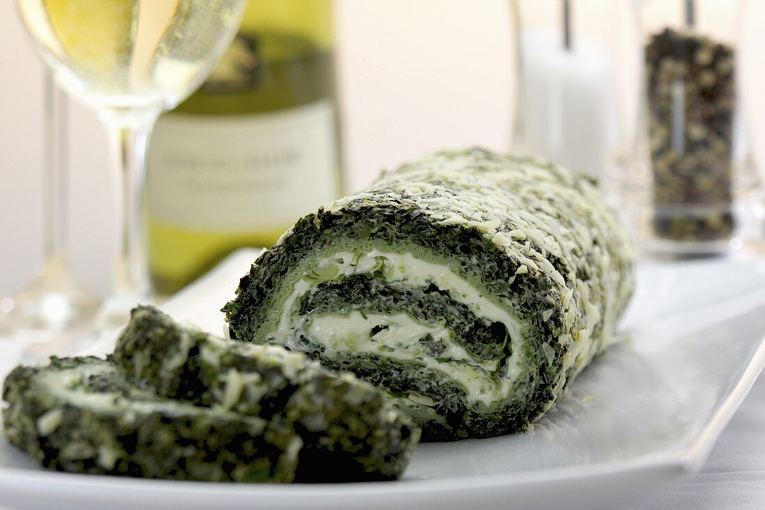 Spinach roulade with water cress