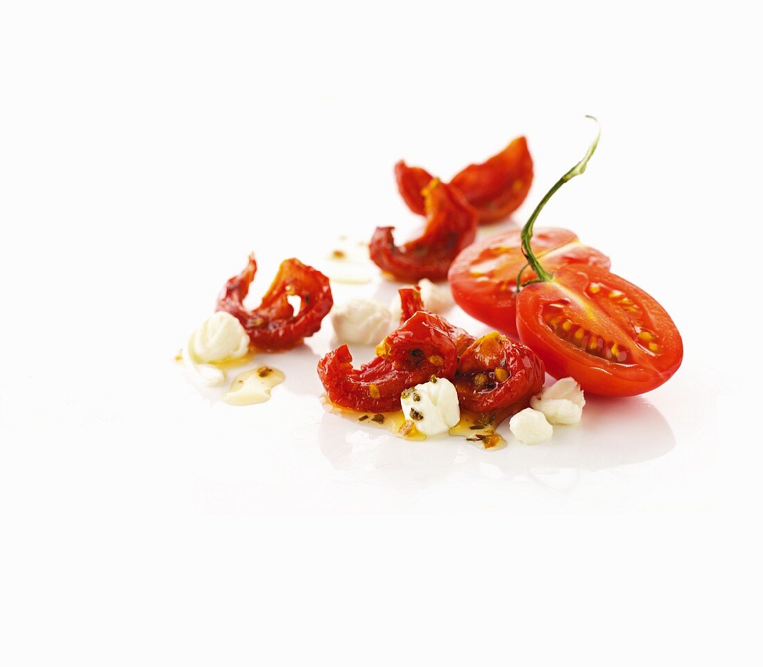 Fresh and sun-dried tomatoes with mozzarella