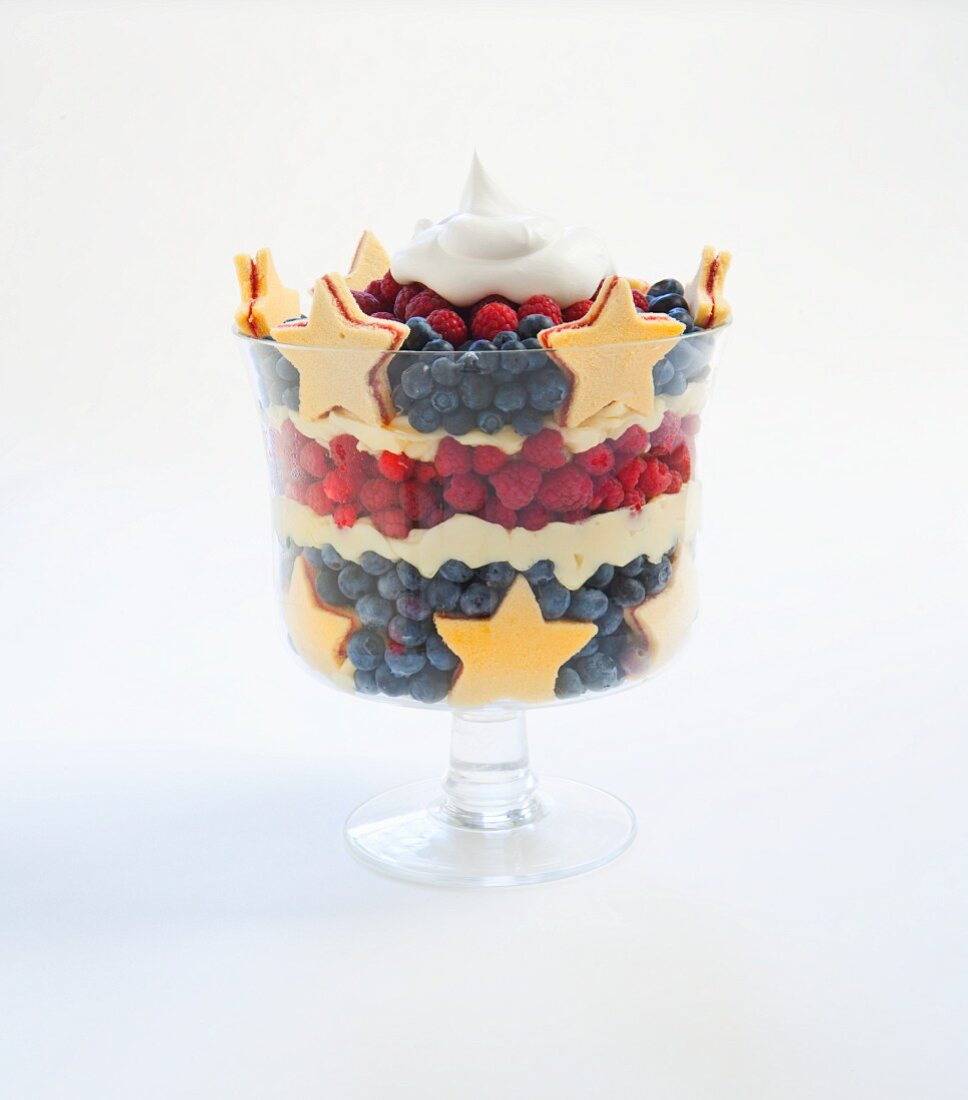 Stars and Stripes Trifle für den Fourth of July (USA)