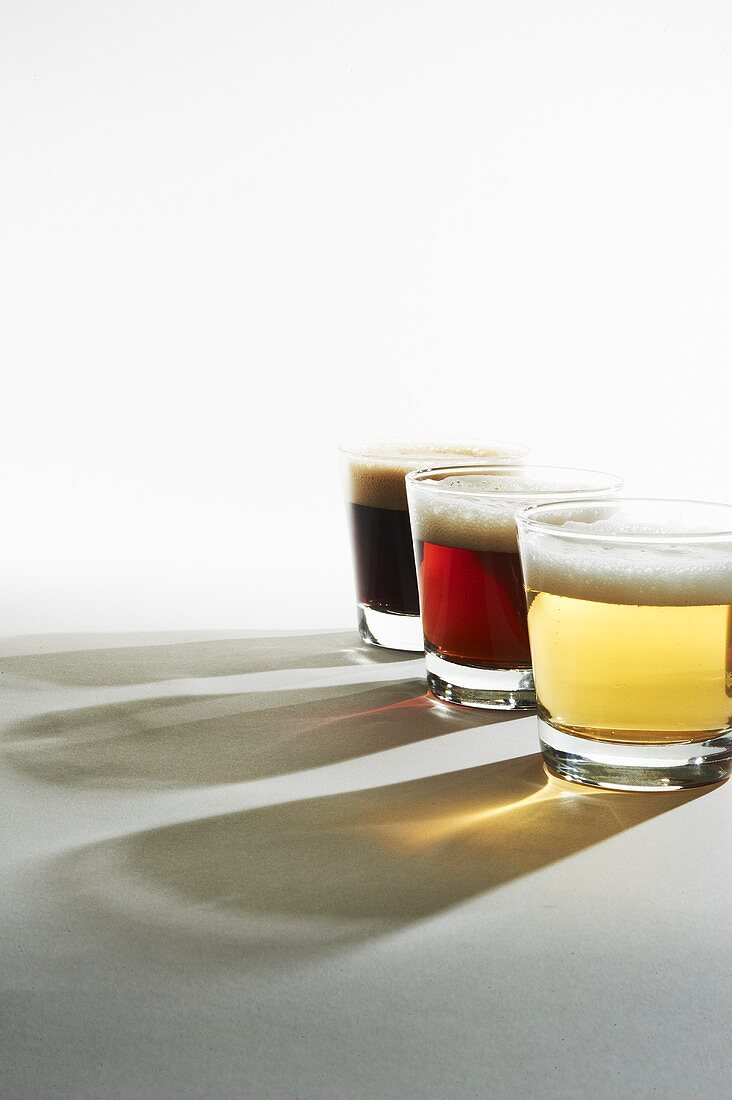 Three Glasses of Beer from Light to Dark