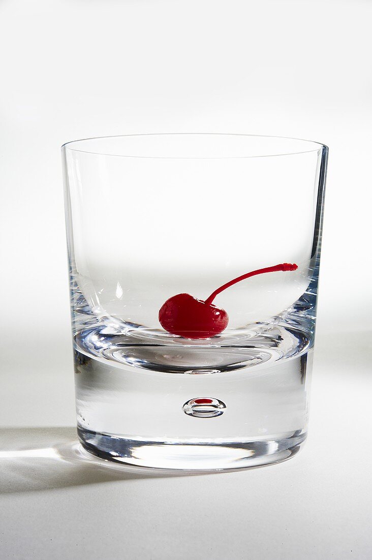 Maraschino Cherry in an Empty Glass