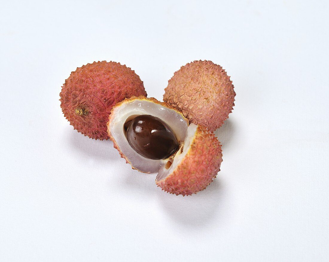 Lychees, whole and halved