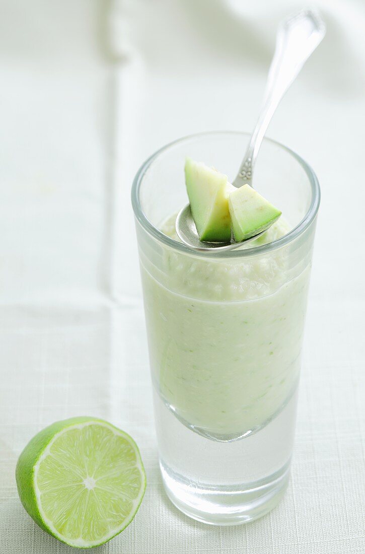 Avocado smoothie with limes