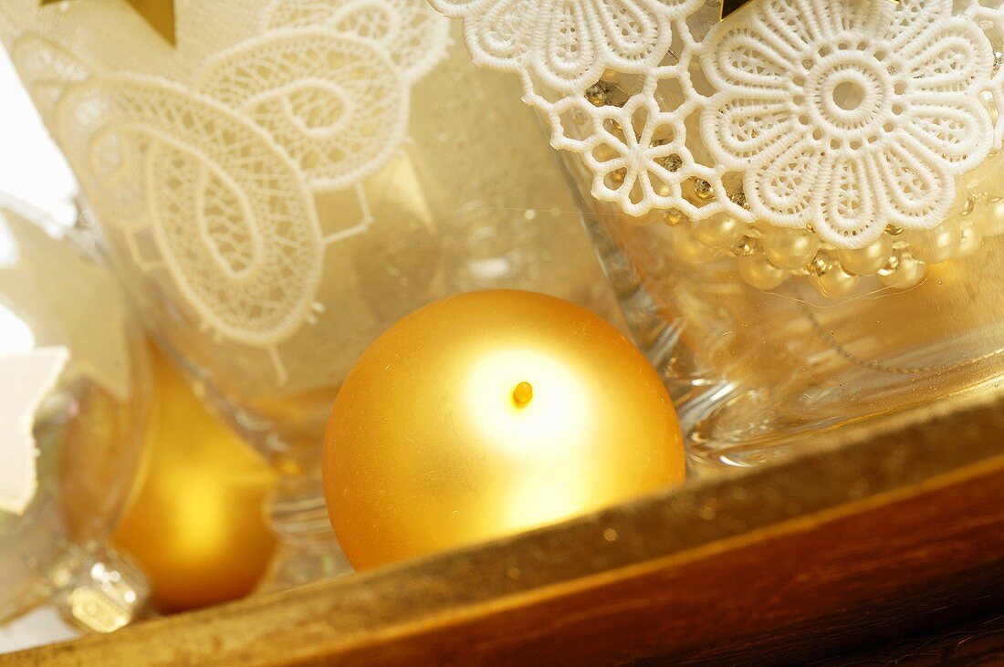 Gold Christmas baubles