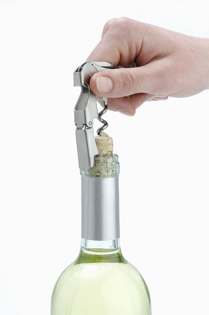 Opening a bottle of white wine
