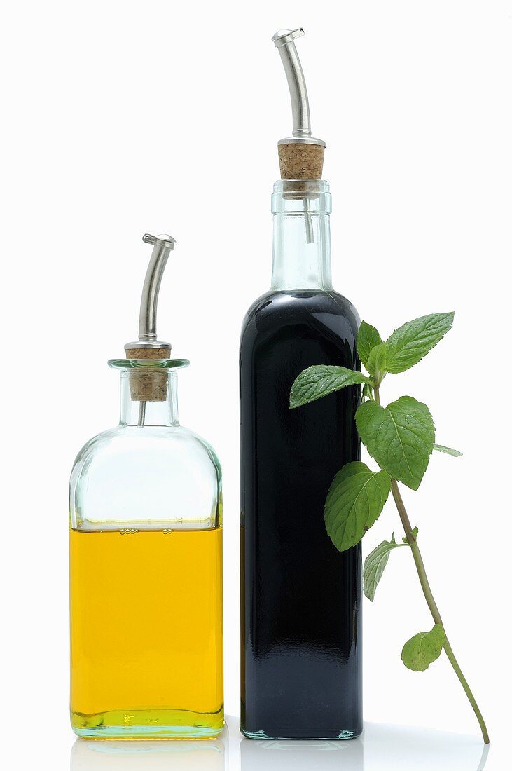 Oil and vinegar in bottles