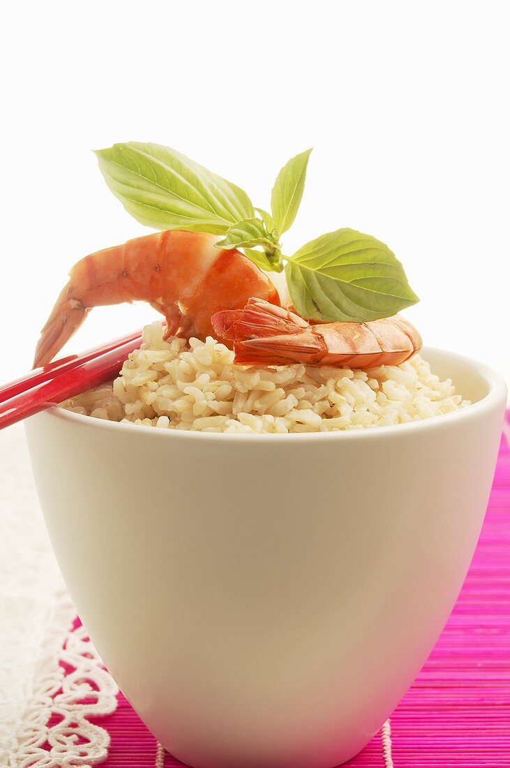 Bowl of rice with prawns (Asia)