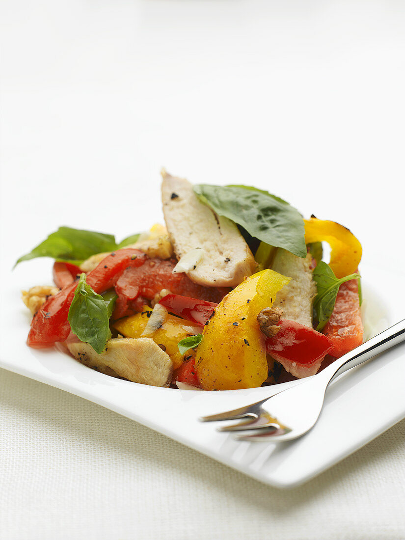 Roast chicken breast with peppers