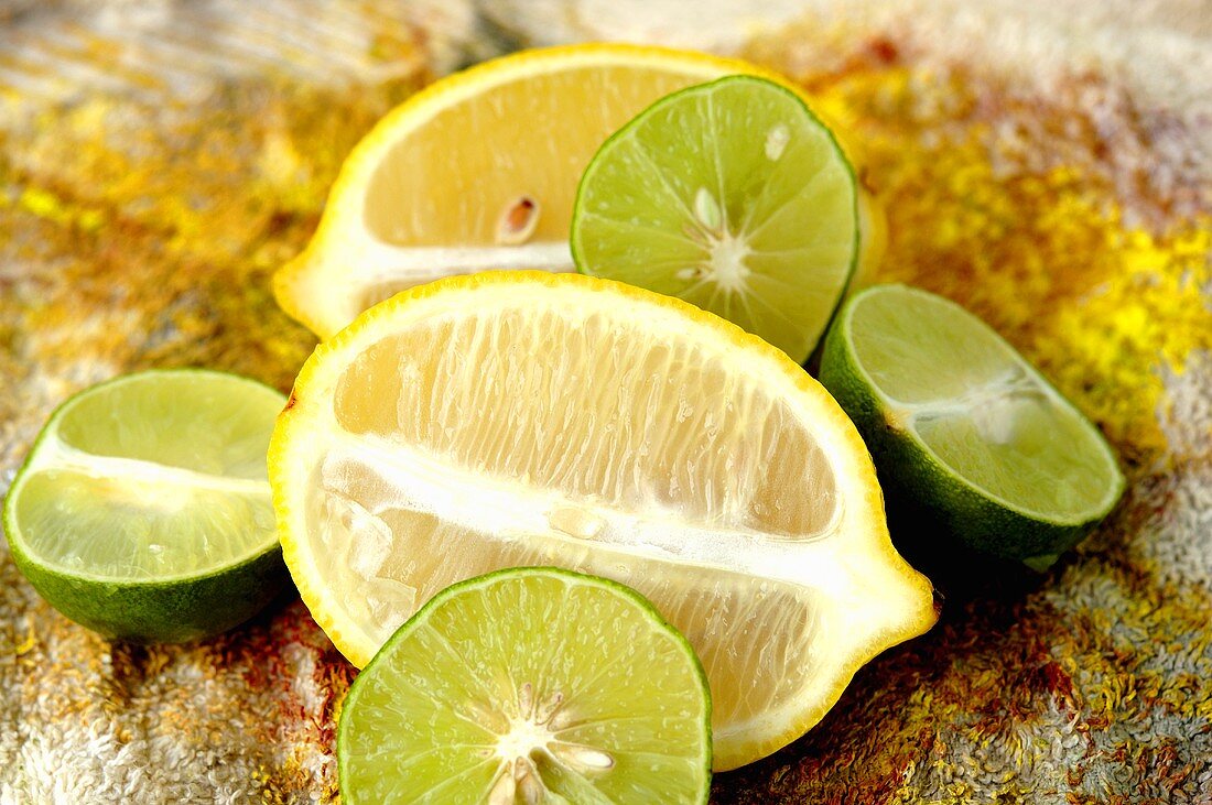 Halved limes and lemons