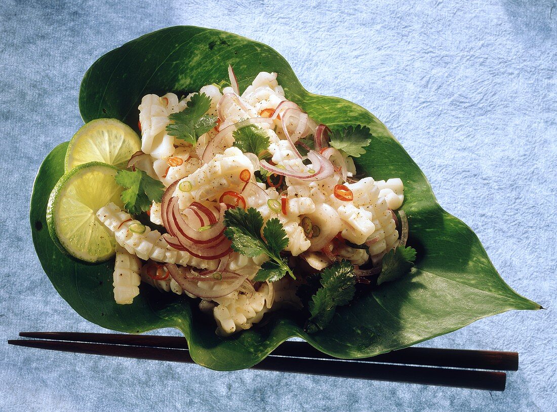 Thai squid salad and onions