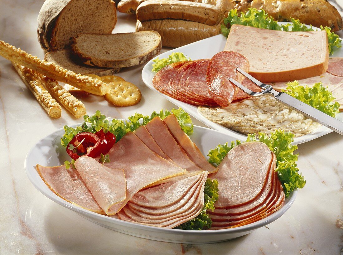 Cold cuts platters with bread
