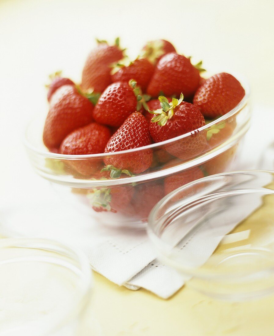 Strawberries in glass bowl