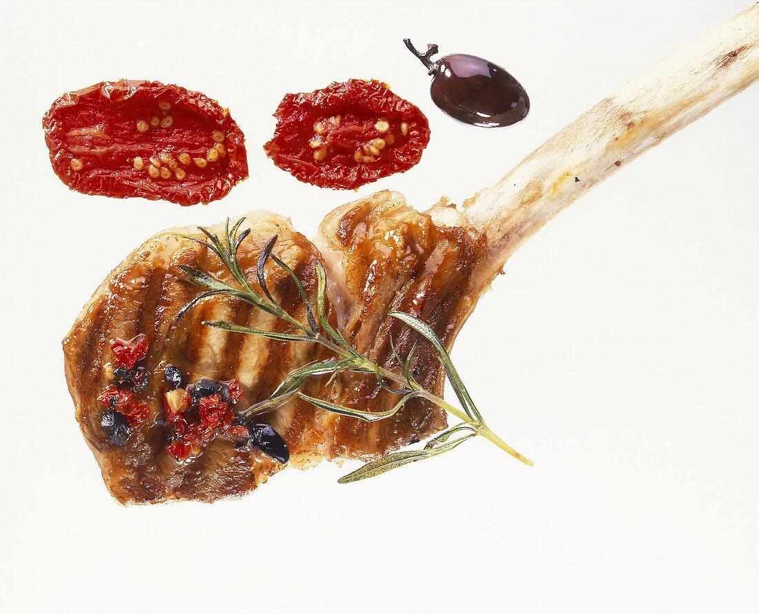 Grilled beef chop with dried tomatoes