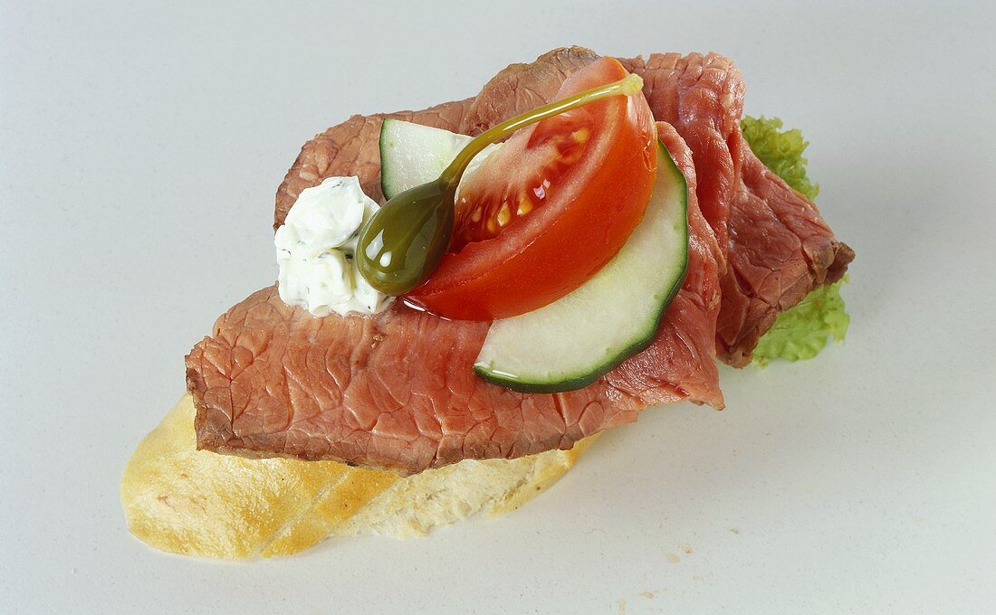 Roast beef on baguette