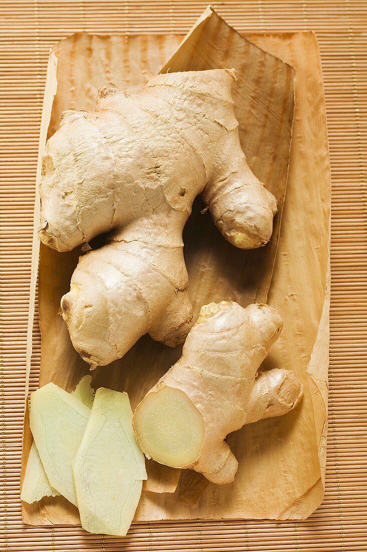 Ginger roots on paper