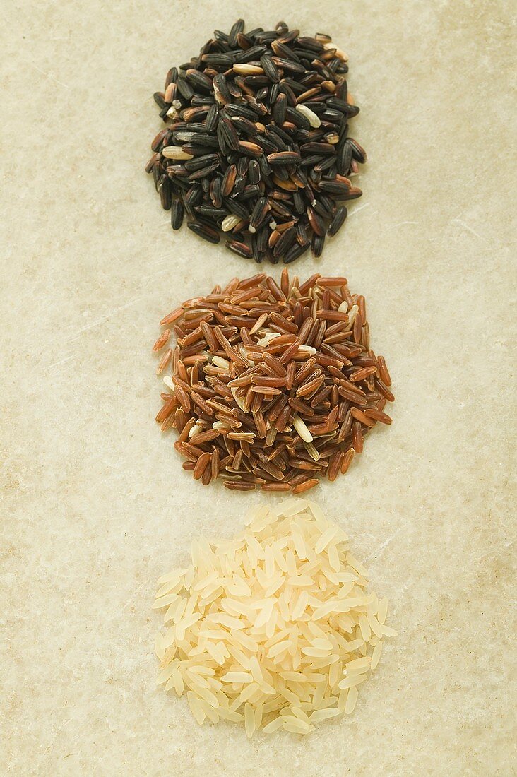 Three different types of rice