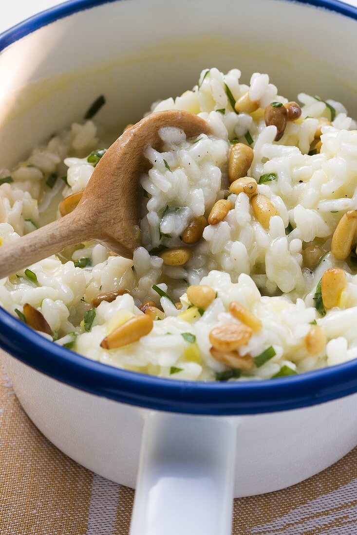 Lemon risotto with pine nuts