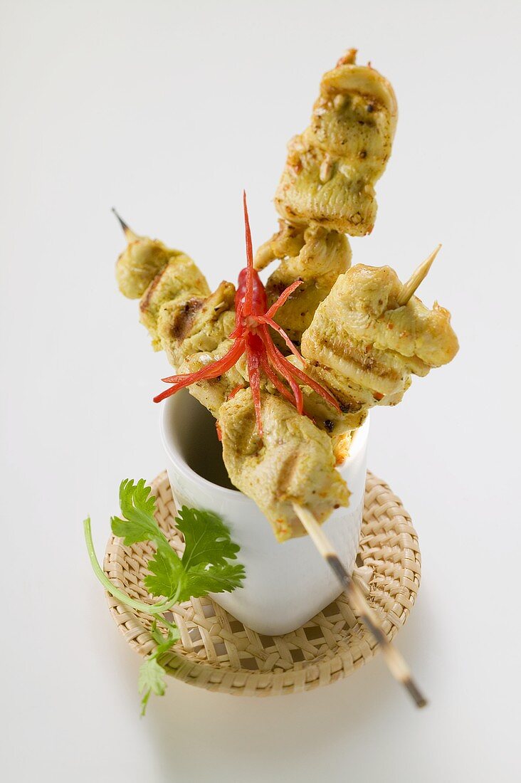 Spicy satay with chili pepper (Indonesia)