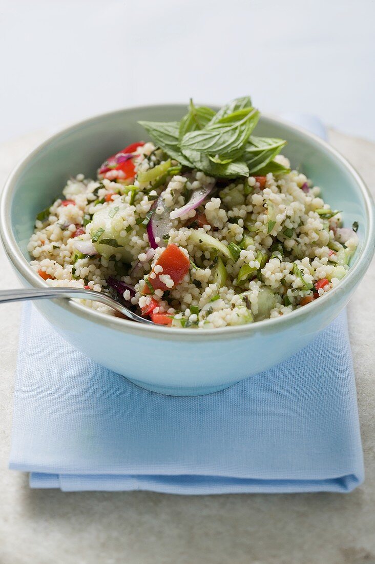 Couscous salad with vegetables and mint