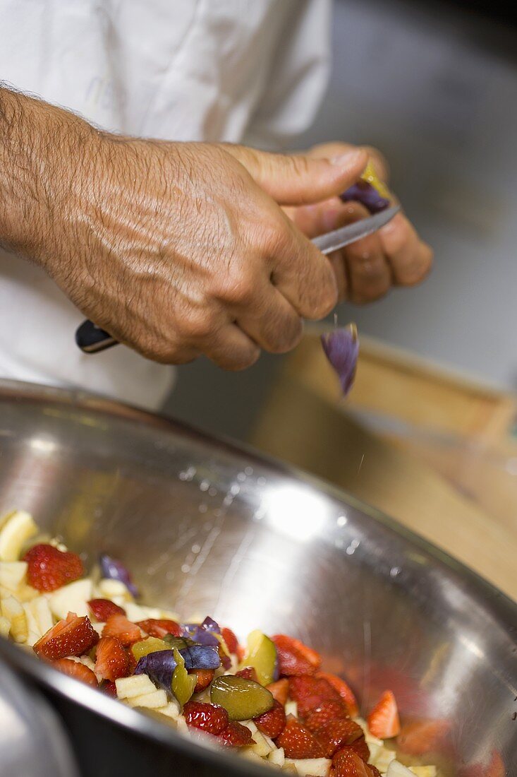 Chopping fruit