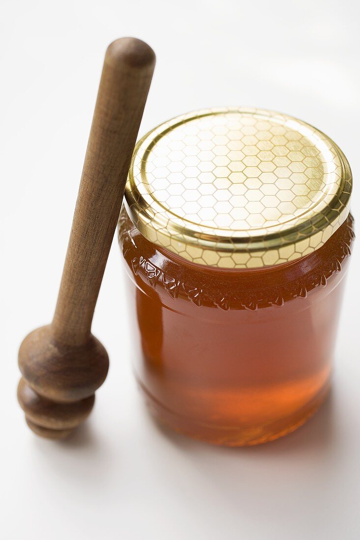 Honigglas mit Honigheber