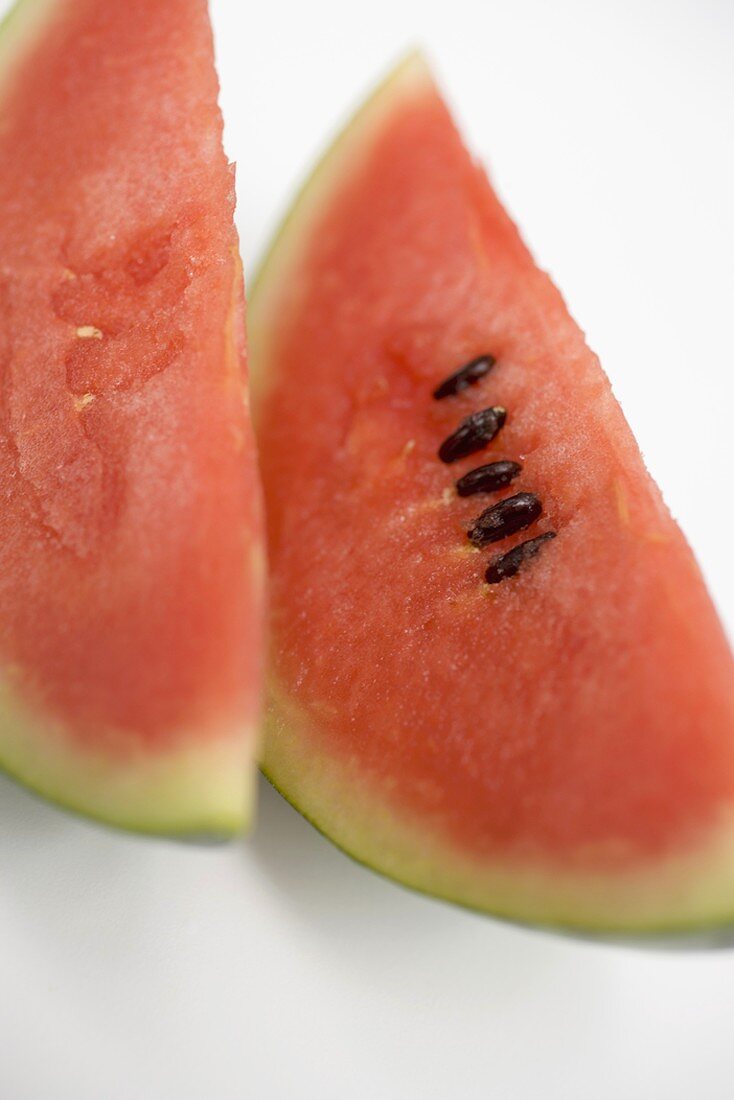 Zwei Wassermelonenspalten (Close Up)