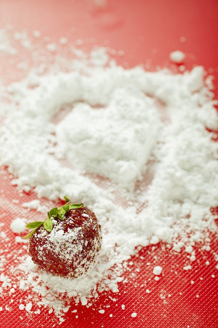 Strawberry with icing sugar