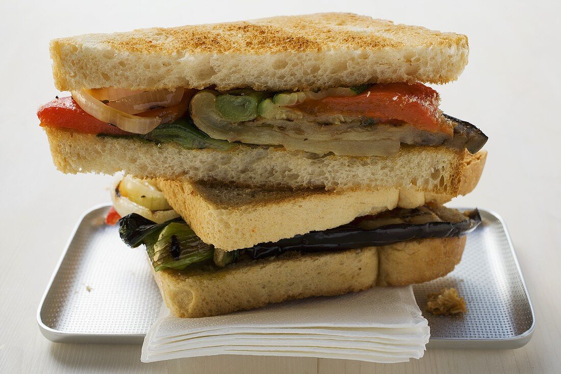 Grilled vegetable sandwiches made with toast