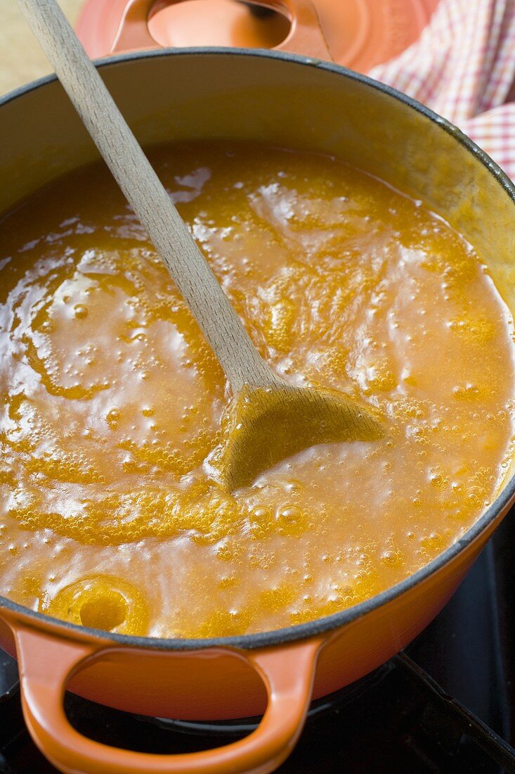 Making apricot jam