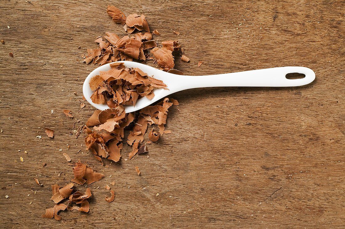 Chocolate shavings with spoon