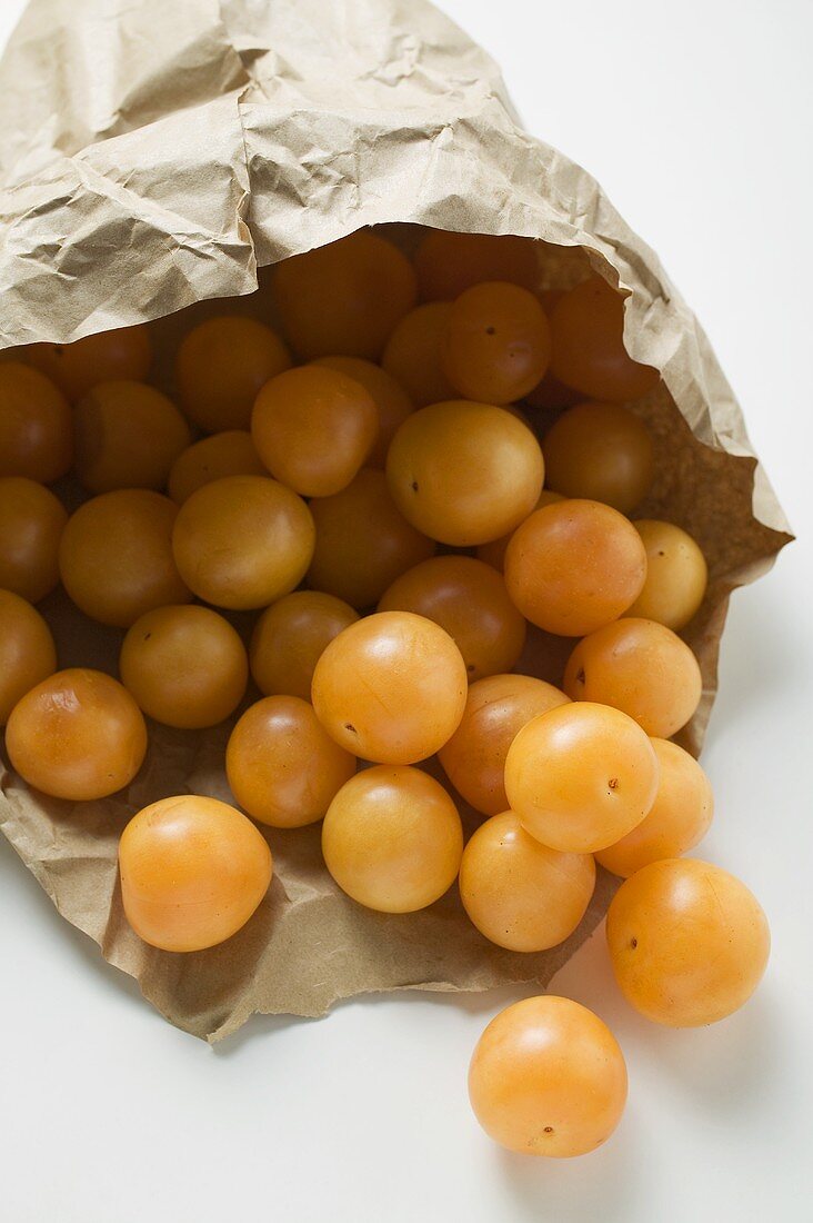 Mirabelles in a paper bag