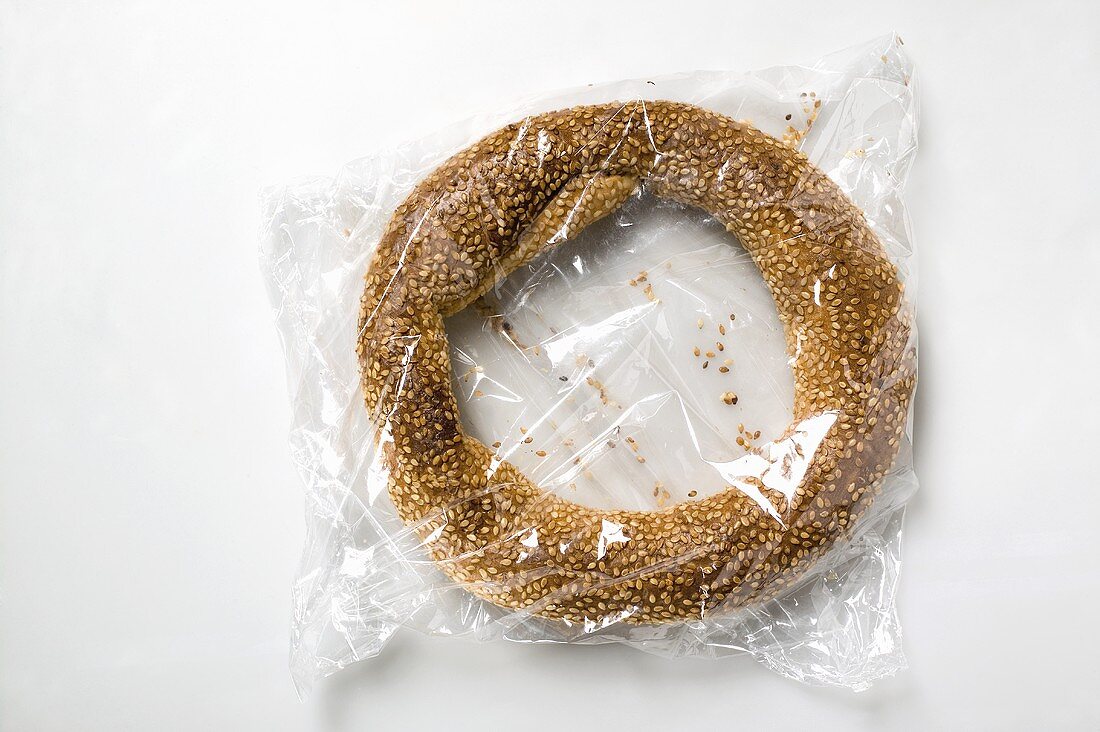 Sesame ring in clear packaging